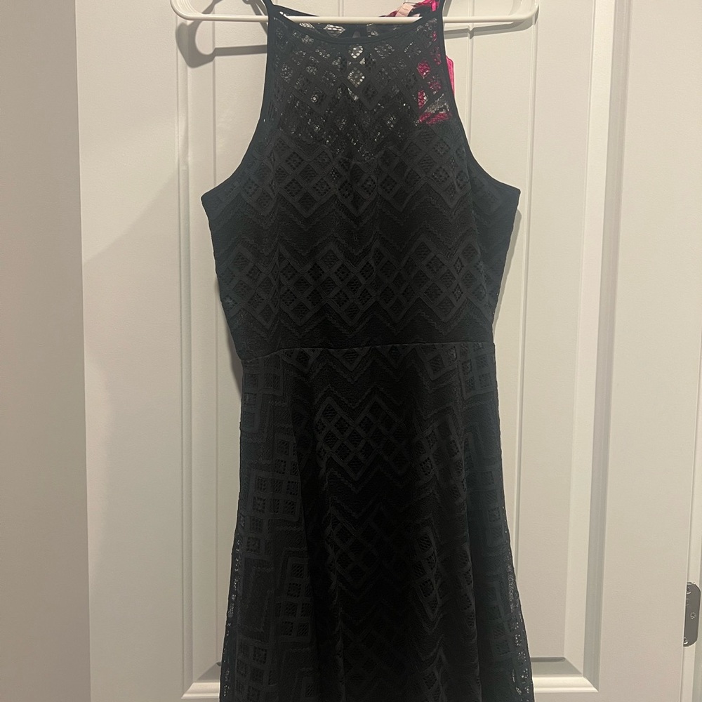 Candie's Black Geometric Lace Midi Dress